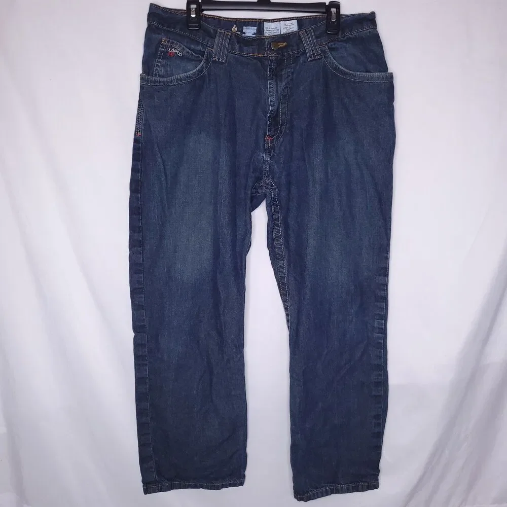 Lapco FR Jeans Mens 36x30 Blue Straight Leg